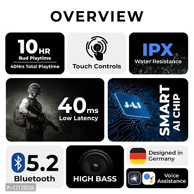 TecSox GameBox Pro  Wireless Earbud | 40 Hour Playtime | IPX Water Resistant | 12 mm Driver High Bass | Bluetooth TWS-thumb3