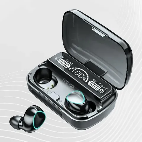 TecSox Max 10 True Wireless Earbud with Charging Case|50hrs PlayTime | IPX Bluetooth Headset  (Black, True Wireless)
