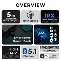 TecSox Max 10 True Wireless Earbud with Charging Case|50hrs PlayTime | IPX Bluetooth Headset  (Black, True Wireless)-thumb2