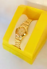 Trendy Golden Round Designer Watch For Girls-thumb1