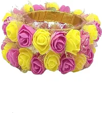 Elegant Yellow Fabric American Diamond Bangles set For Women-thumb1