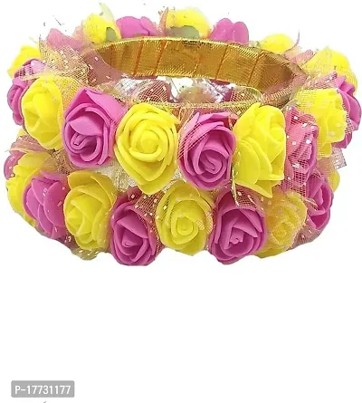 Elegant Yellow Fabric American Diamond Bangles set For Women-thumb2