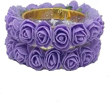 Elegant Purple Fabric American Diamond Bangles set For Women-thumb1