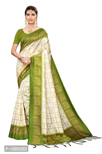 stylish art silk  floral print saree with running blouse