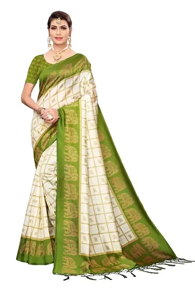 Simran Crush Malgudi Silk Saree, with Crackle Filament with Blouse Piece, Set of 1 (STYLE 40)