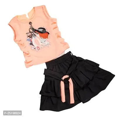 Jugnu Dresses Crepe Printed Dress for Girls (18-24 Months_Orange)