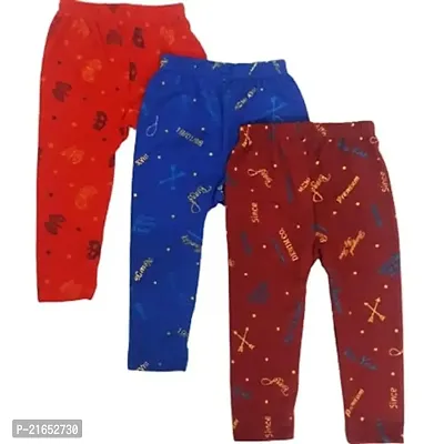 Nanad Bhaujai Baby Boys  Baby Girls Regular Fit Unisex Kids Printed Leggings, Pyjamas,Pants, Mix Print for Kids with Multicolor Combo Set of 3