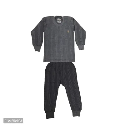 Nanad Baby Boy's  Baby Girl's Unisex Regular Fit Thermal Top and Pajama Set for Kids (Black)-thumb0