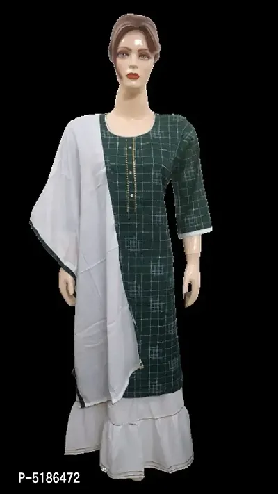 Latest Beautiful Rayon Stitched Kurta, Bottom and Dupatta Set-thumb0