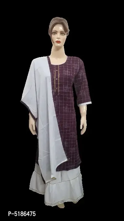 Trendy Beautiful Rayon Stitched Kurta, Bottom and Dupatta Set