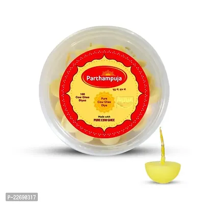 PRATHAMPUJA Wax Free Pure Cow Ghee Diya (100 Diyas) for Puja and Special Ocassions