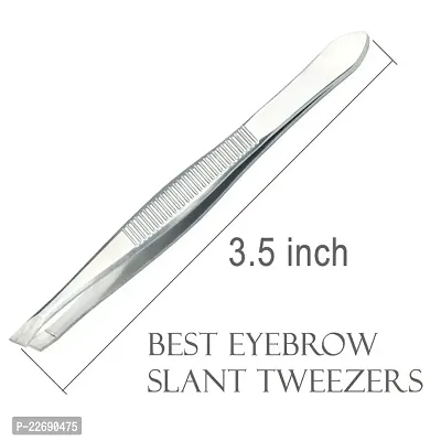 AVTY (5 Pack) Slant Tweezers - Precision Sturdy Stainless Steel Slant Tip Tweezers Hair Plucker for Hair and Eyebrows Personal Care (Silver Tone)-thumb2