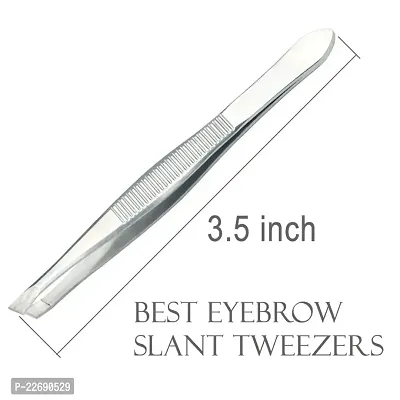 AVTY (3 Pack) Slant Tweezers - Precision Stainless Steel Slant Tip Tweezers Hair Plucker for Hair and Eyebrows Personal Care (Silver Tone)-thumb3