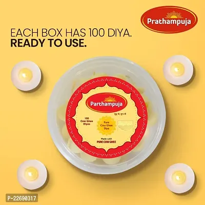 PRATHAMPUJA Wax Free Pure Cow Ghee Diya (100 Diyas) for Puja and Special Ocassions-thumb2