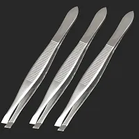 AVTY (3 Pack) Slant Tweezers - Precision Stainless Steel Slant Tip Tweezers Hair Plucker for Hair and Eyebrows Personal Care (Silver Tone)-thumb3