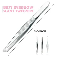 AVTY Stainless Steel Tweezers - 12 Pieces Slant Tip Tweezers Set - Precision Facial Hair Tweezers - Comfort Grip Long Silver Tweezers for Ingrown Hair - Professional Eyebrow Tweezers for Men and Women-thumb2