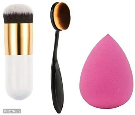 AVTY Professional Foundation Brush,Oval Brush And Blender Beauty Sponge Puff - Pack Of 3