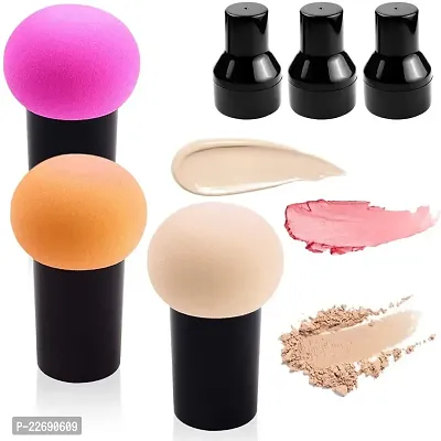 3pcs Makeup Powder Puff with Case Mushroom Head Beauty Sponge Applicator Foundation Puff Brush