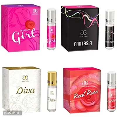 Arochem Charming Girl, Diva, Fantasia and Real Rose Attar, Combo of 4 (2Ml Each)