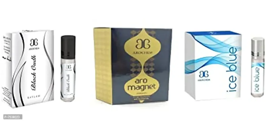 Arochem Black Oudh, Aro Magnet and Ice Blue Attar Combo of 3, 6ml each