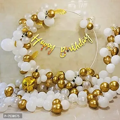 Golden Birthday Decoration Items Combo Set For Kids Wife - Happy Birthday Banner, Metallic Balloons, Glue Dot,Arch Strip, For Birthday Decorations Celebrations - 47Pcs-thumb0