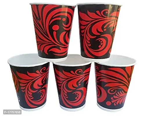 P.A.Disposable Printed Paper Cups Glass for Water and Cold Drink Use and Throw (Black, 250 ml) - Pack of 25-thumb5