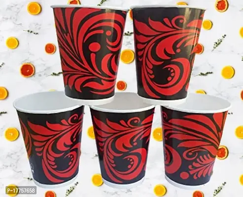 P.A.Disposable Printed Paper Cups Glass for Water and Cold Drink Use and Throw (Black, 250 ml) - Pack of 25-thumb3