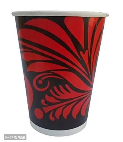 P.A.Disposable Printed Paper Cups Glass for Water and Cold Drink Use and Throw (Black, 250 ml) - Pack of 25