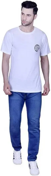 S-SQUARE Men's Plain Round Neck Cotton T-Shirt for Casual Wear (White)-thumb3