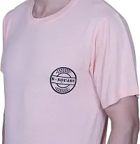 S-SQUARE Men's Plain Round Neck Cotton T-Shirt for Casual Wear (Peach)-thumb4