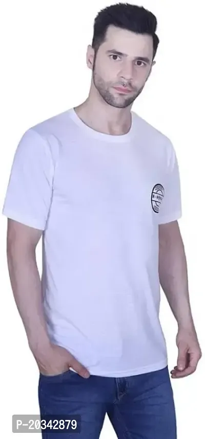 S-SQUARE Men's Plain Round Neck Cotton T-Shirt for Casual Wear (White)-thumb0