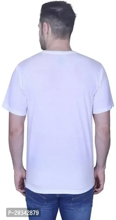 S-SQUARE Men's Plain Round Neck Cotton T-Shirt for Casual Wear (White)-thumb2