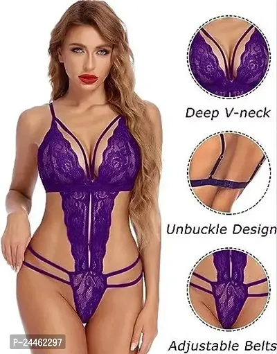 Elegant Purple Cotton Babydoll For Women-thumb0