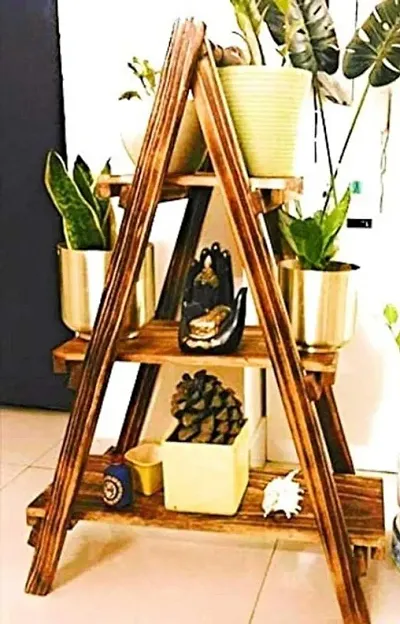 Handicrafts Wood Multipurpose Plant N Book Stand