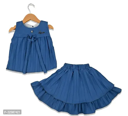 Queen Series Top and Skirt clothing set with Ultra Soft Fabric - BLUE dress for kid girls.-thumb0