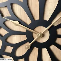 Beautiful Flower Design Round Shape Wooden Wall Clock-thumb2