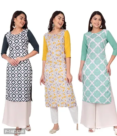 Stylish Crepe Printed Kurti For Women Combo Of 3