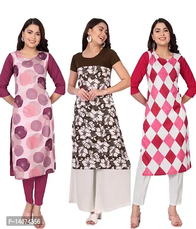 Stylish Crepe Printed Kurti For Women Combo Of 3