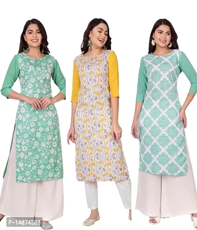 Stylish Crepe Printed Kurti For Women Combo Of 3