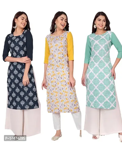 Stylish Crepe Printed Kurti For Women Combo Of 3