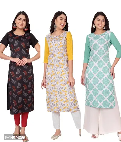 Stylish Crepe Printed Kurti For Women Combo Of 3