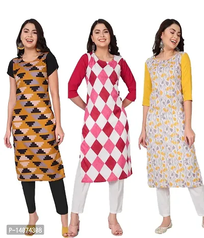 Stylish Crepe Printed Kurti For Women Combo Of 3