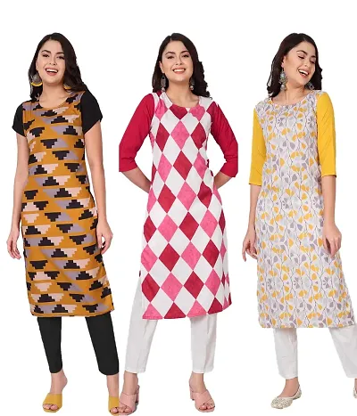 Stylish Crepe Kurti For Women Combo Of 3