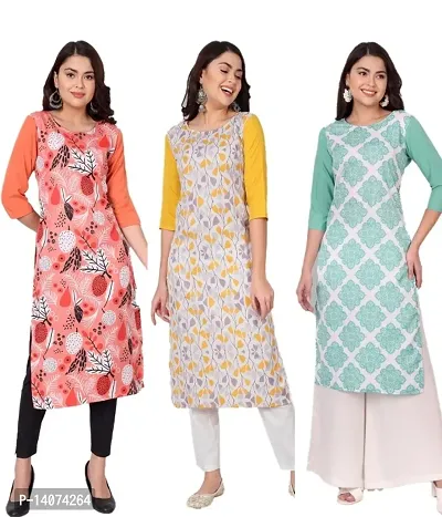 Stylish Crepe Printed Kurti For Women Combo Of 3