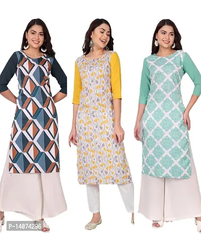 Stylish Crepe Printed Kurti For Women Combo Of 3