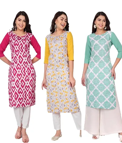 Stylish Crepe Kurti For Women Combo Of 3