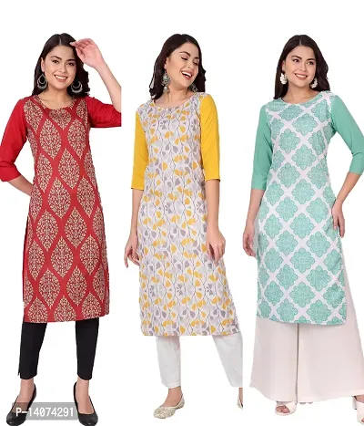 Stylish Crepe Printed Kurti For Women Combo Of 3