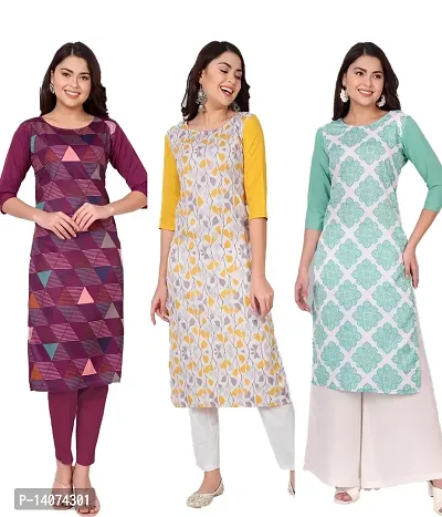 Stylish Crepe Printed Kurti For Women Combo Of 3