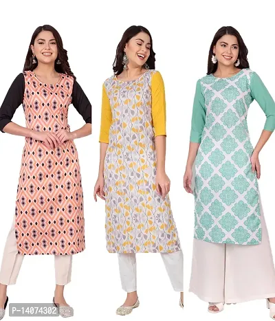 Stylish Crepe Printed Kurti For Women Combo Of 3