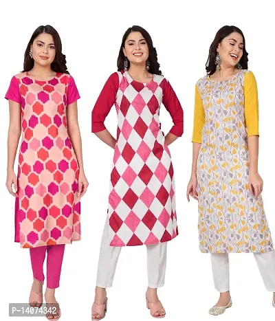 Stylish Crepe Printed Kurti For Women Combo Of 3